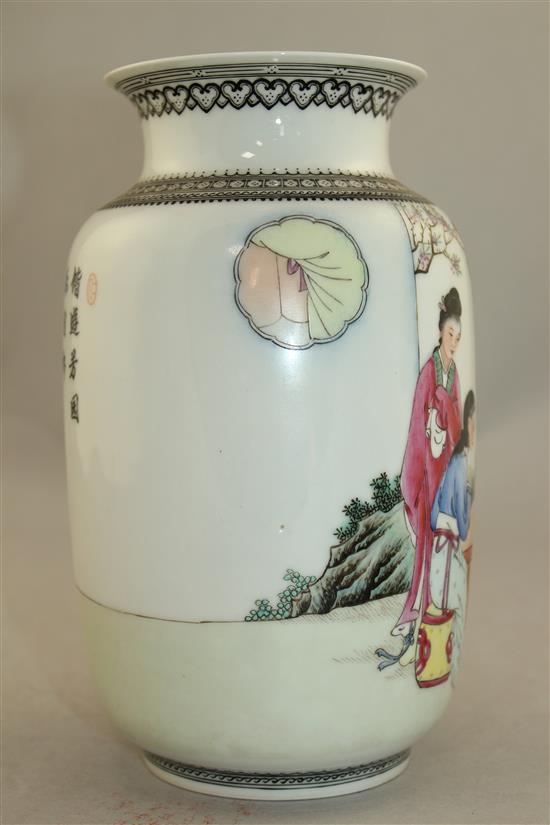 A Chinese famille rose lantern shaped vase, 20th century, 19.5cm.